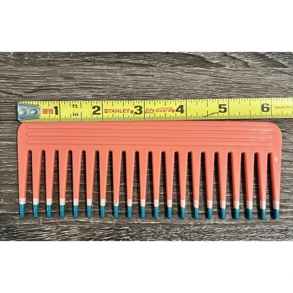 MEBCO Twice Dipped Wide Tooth Detangling Comb Coral Vintage 80'S/90'S